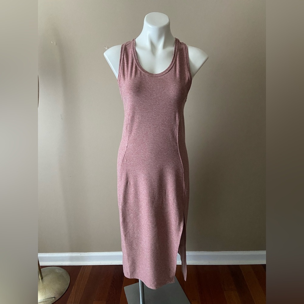 Fabletics Women’s Pink Sleeveless Athleisure Tank Midi Dress With Slit Size XS